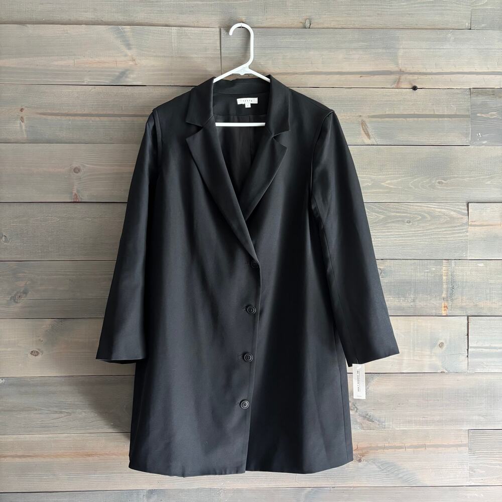 VETTA | Capsule Convertible Trench Blazer Dress Zip Sleeves Black L
